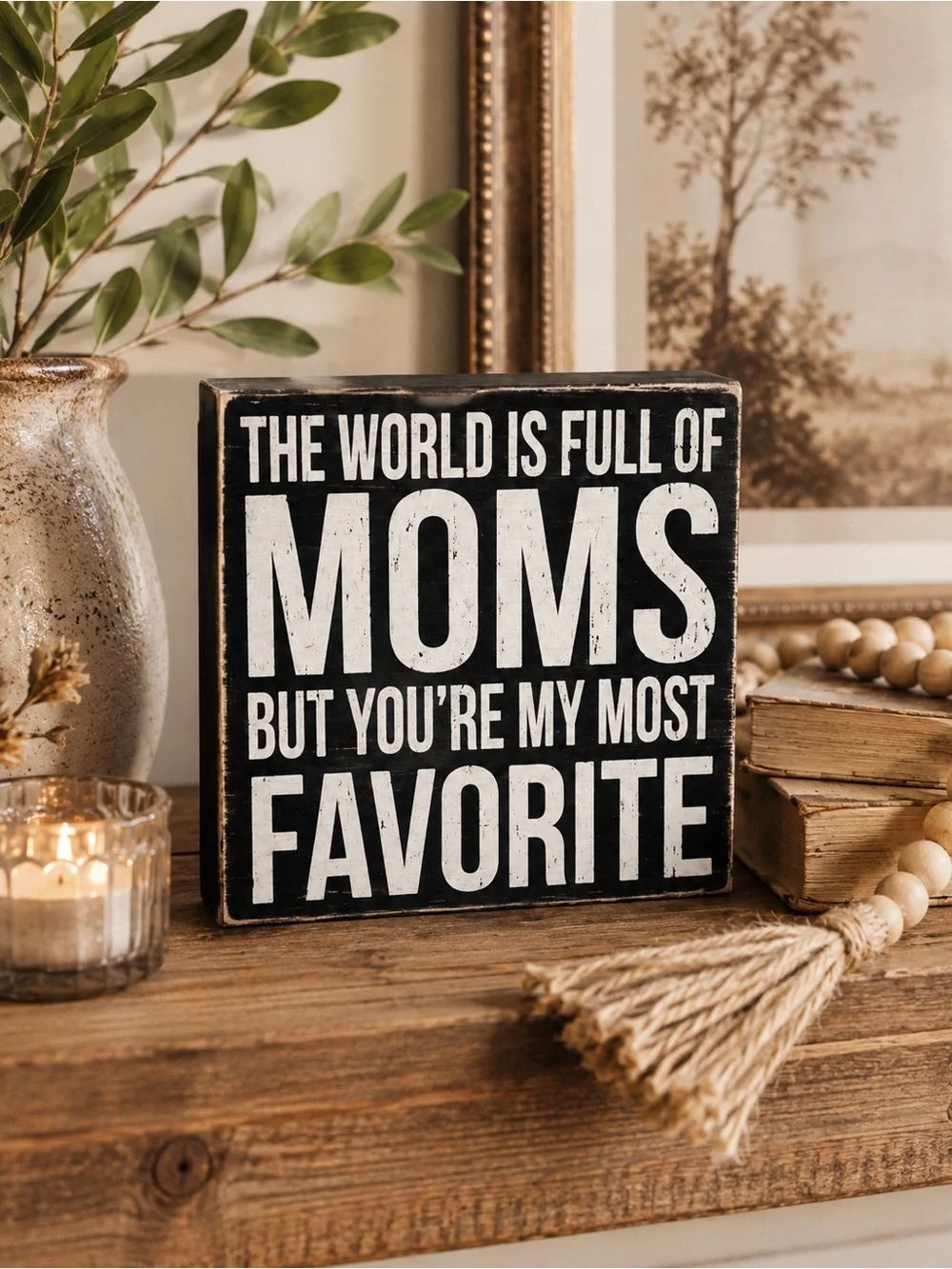 Quill To Paper Favorite Mom Wood Block Sign Farmhouse Shelf Sitter Rustic Decor